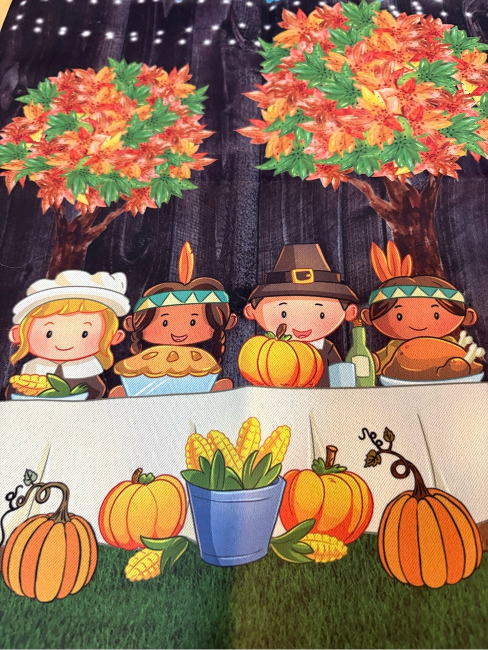 Thanksgiving garden flag 12 x 18 inches thankfully pilgrims native Americans